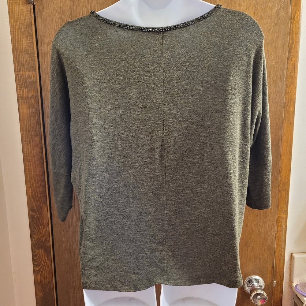 Juicy Couture knit Top With Bling Collar Size XL 3/4 Sleeveless Gray Festival - Picture 4 of 8